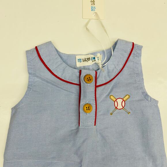 NWT My Three Sons 24M Little Boys Ballpark Romper - Picture 3 of 5
